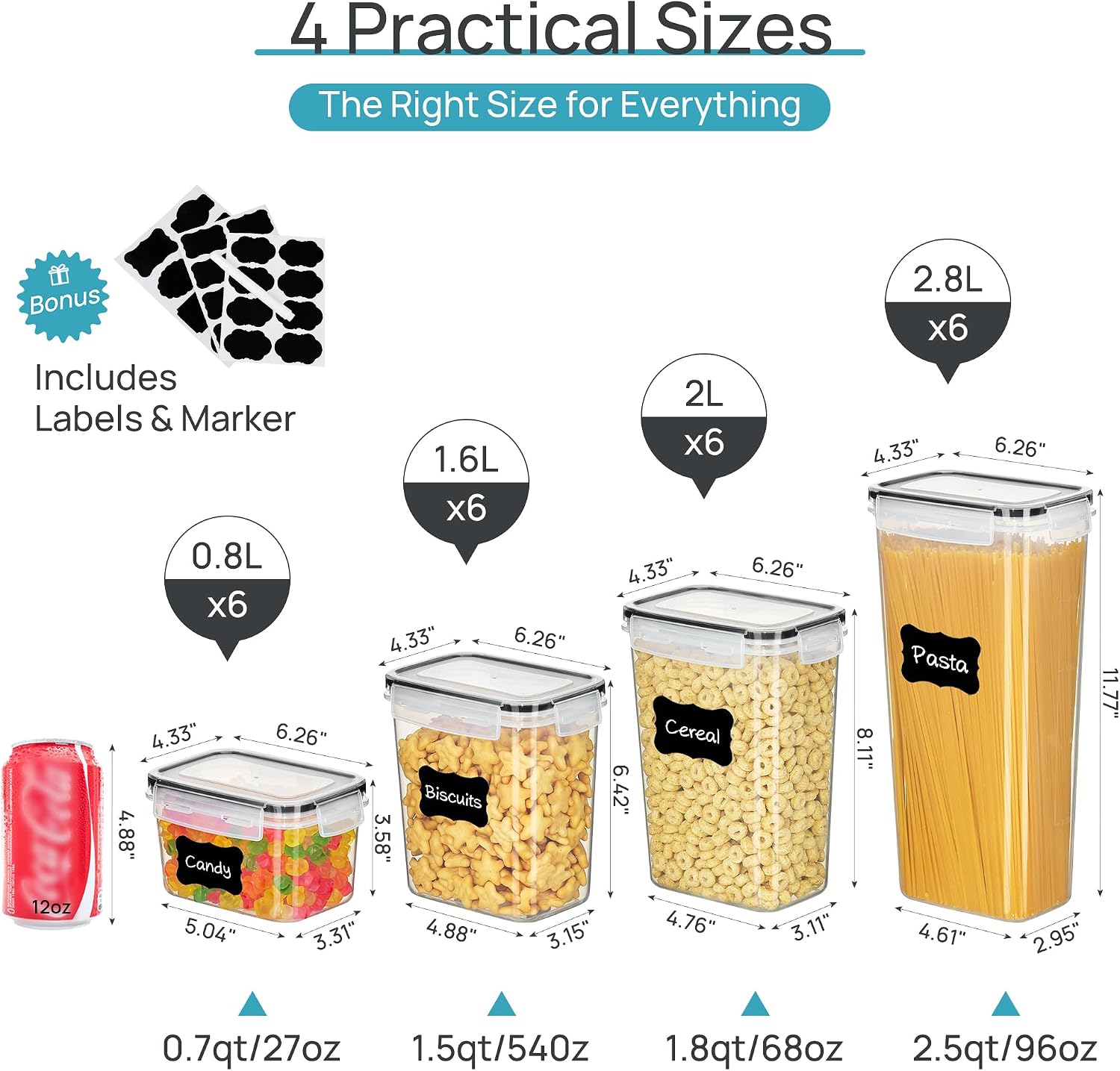Vtopmart Airtight Food Storage - огляд і ціна Snacks Food Labels
